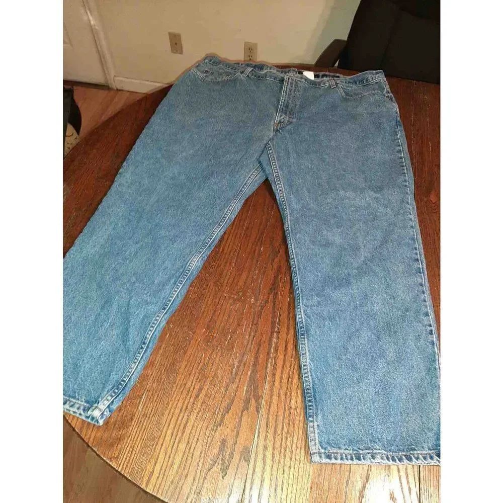 Mens 46x30 Eddie Bauer Loose Fit Blue Denim Blue Jeans Cotton Casual Pants